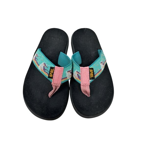 Teva Voya Unicorn Print Flip Flops Comfortable Casual Sandals Girls Size 13 - Picture 6 of 12